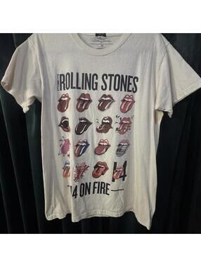 The Rolling Stones Women's Cream and White Tshirt